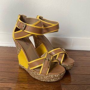 JustFab yellow and brown 5” wedges